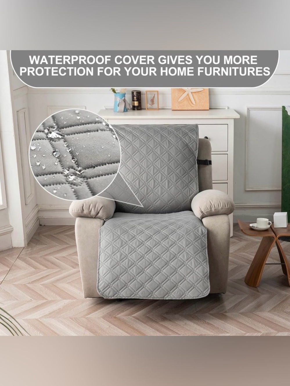 β¨ Waterproof Recliner Chair Cover β Light Grey (23.6β) β¨πΎ - Picture 7 of 8